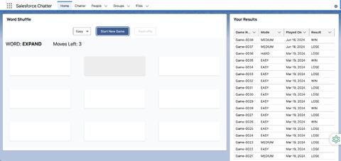 Word Shuffle interface